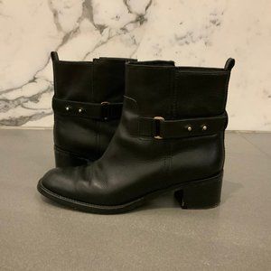 J. Crew Parker Black Leather Ankle Boot Gold 7.5